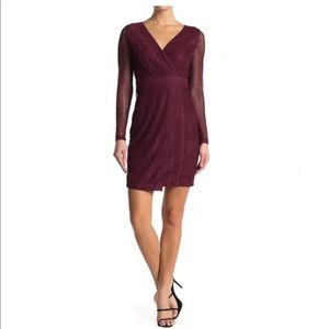 NWT GUESS VNECK LACE DRESS WINE SIZE 10